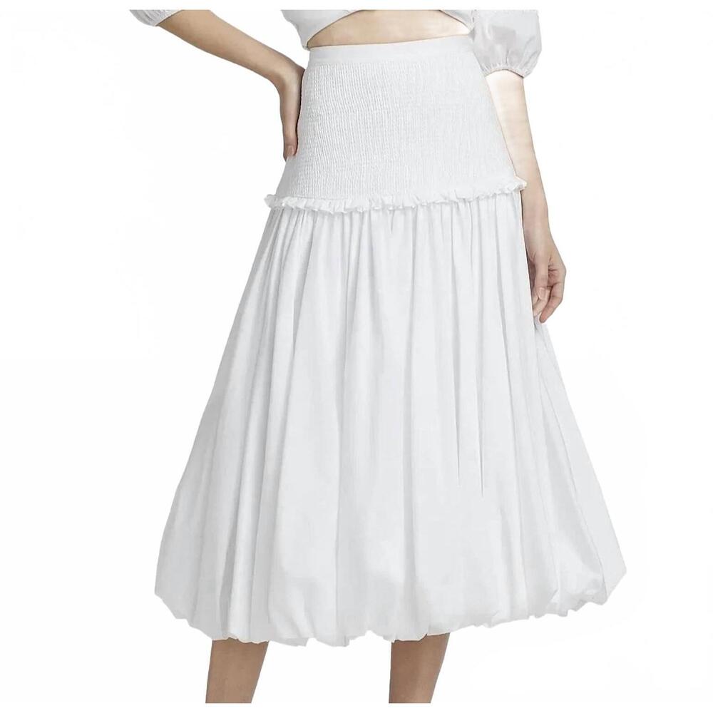NEW CINQ A SEPT smocked ellah skirt in white
